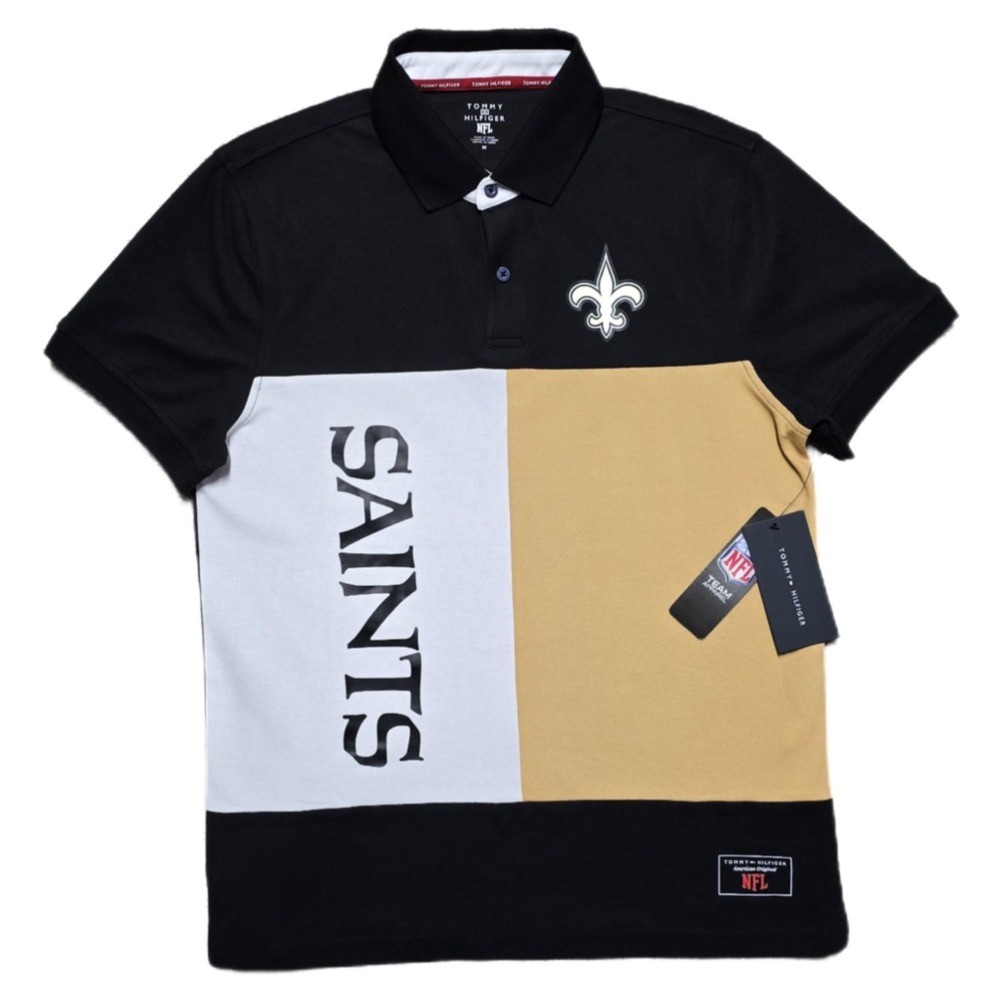 NWT New Orleans Saints X Tommy Hilfiger Polo Shirt Mens M Rugby NFL Football New